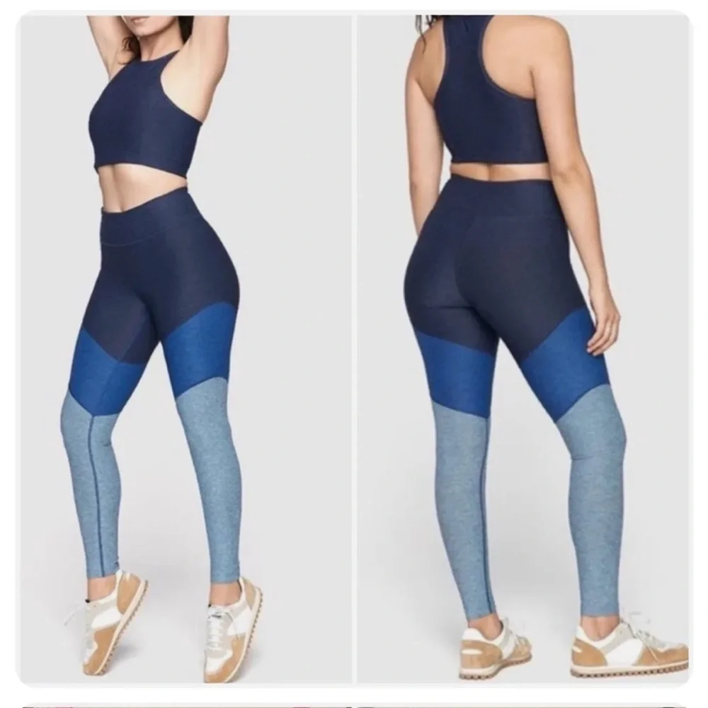 • OUTDOOR VOICES • Women’s BLUE OMBRE HEATHERED SPRINGS 7/8 LEGGINGS XS